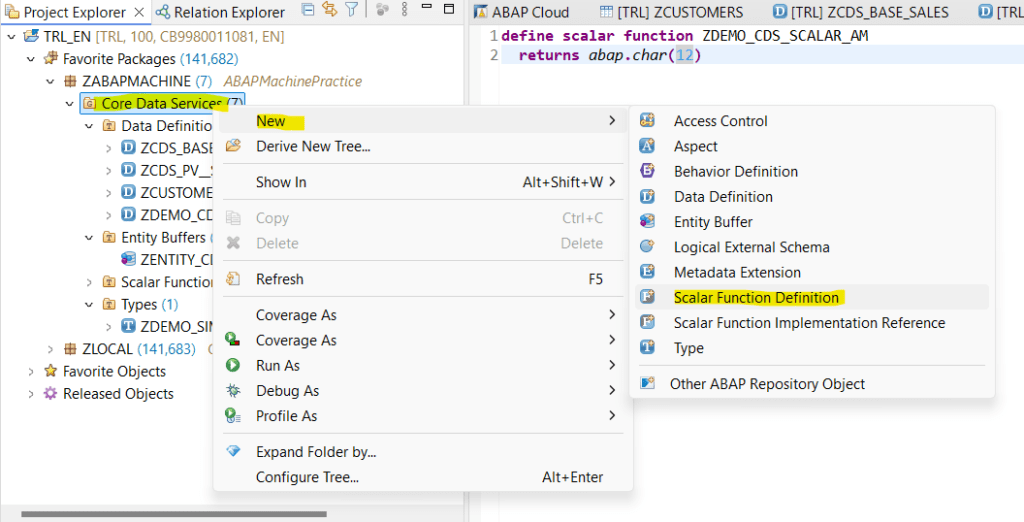 ABAP CDS Scalar Function